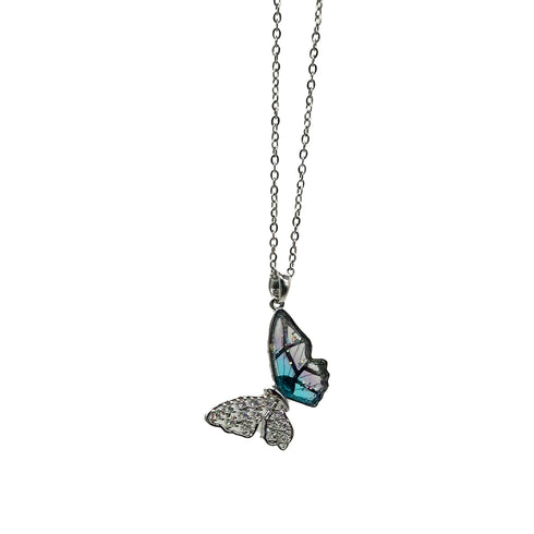 Glimmering Butterfly Pendant Necklace - D51 - 2